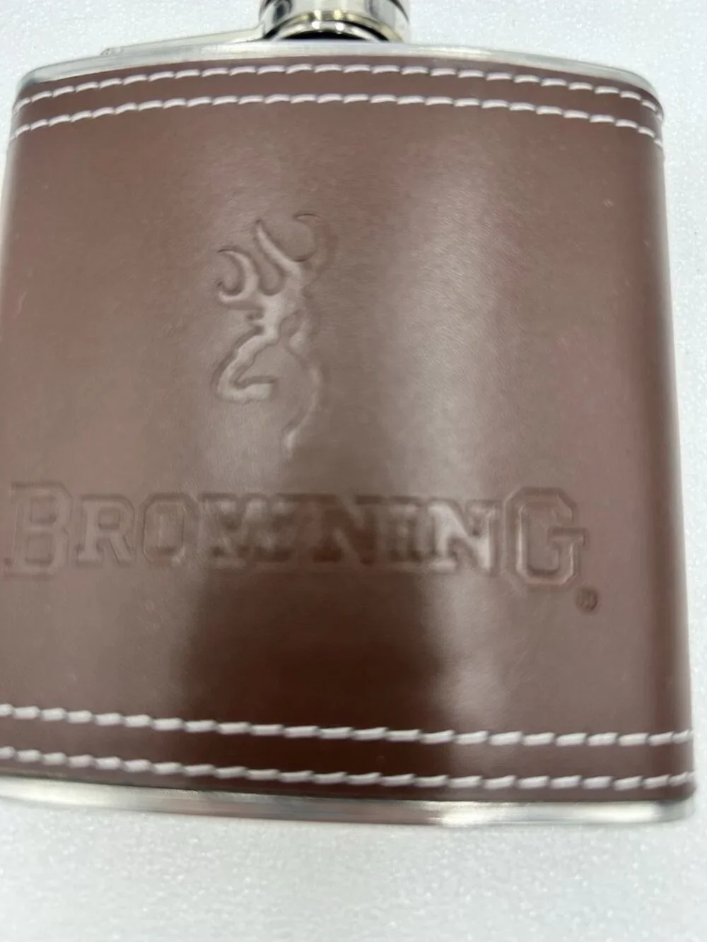 Browning Stainless Steel Wrapped In Leather 6oz Flask Never Used